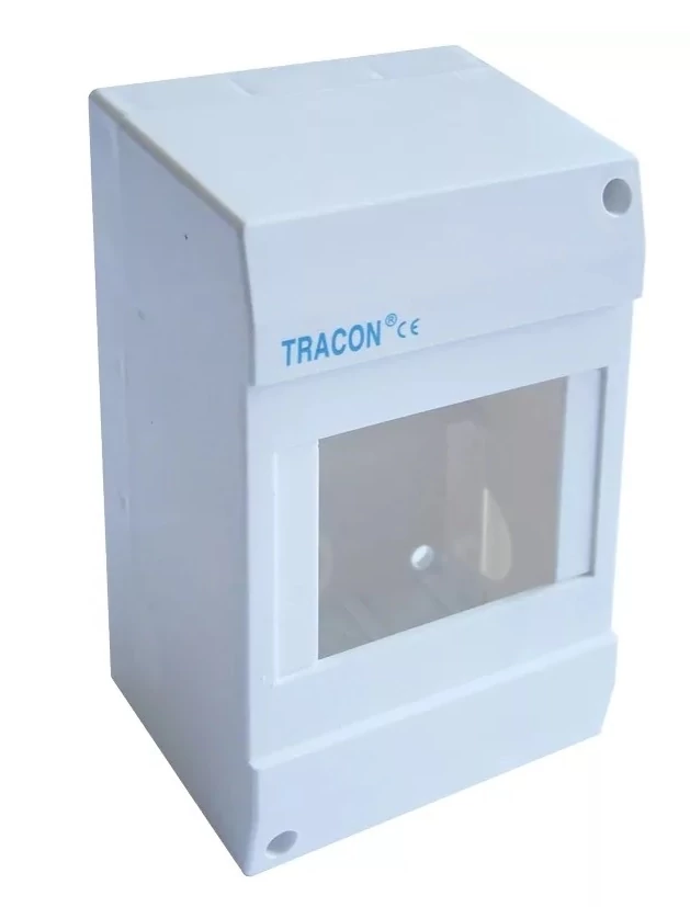 TRACON Falon kívüli elosztódoboz, ajtó nélkül, 1×4 modul, IP40, 130×82×62mm (EDFK-4/1AN)