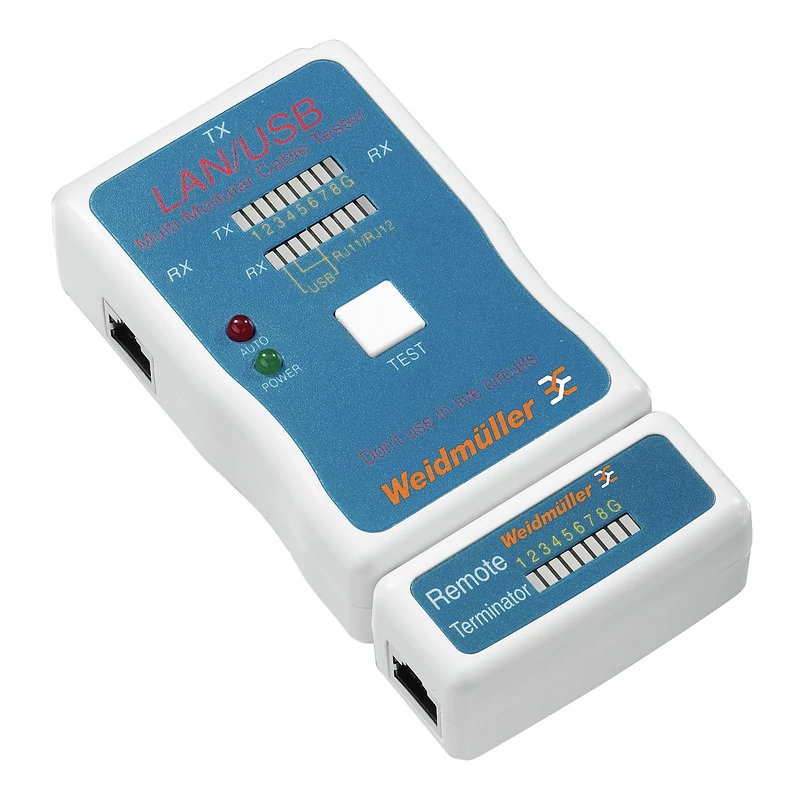 WEIDMÜLLER LAN USB TESTER Szakadásvizsgáló adatkábelekhez, RJ45/USB A/USB B (9205400000)