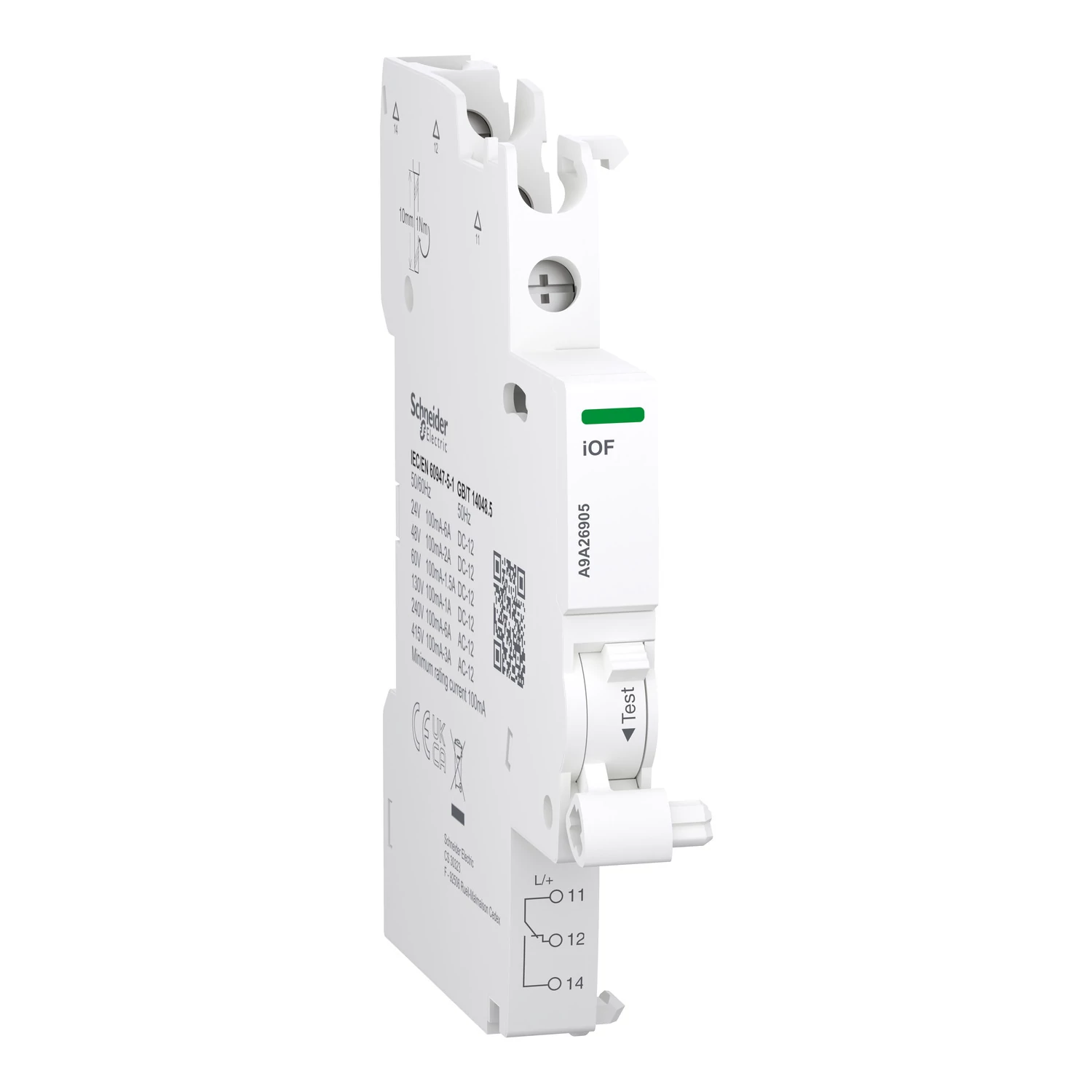 SCHNEIDER ELECTRIC ACTI9 iOF segédérintkező, 0.1-6A, 24-415VAC, 24-130VDC, felső bekötés (A9A26905)