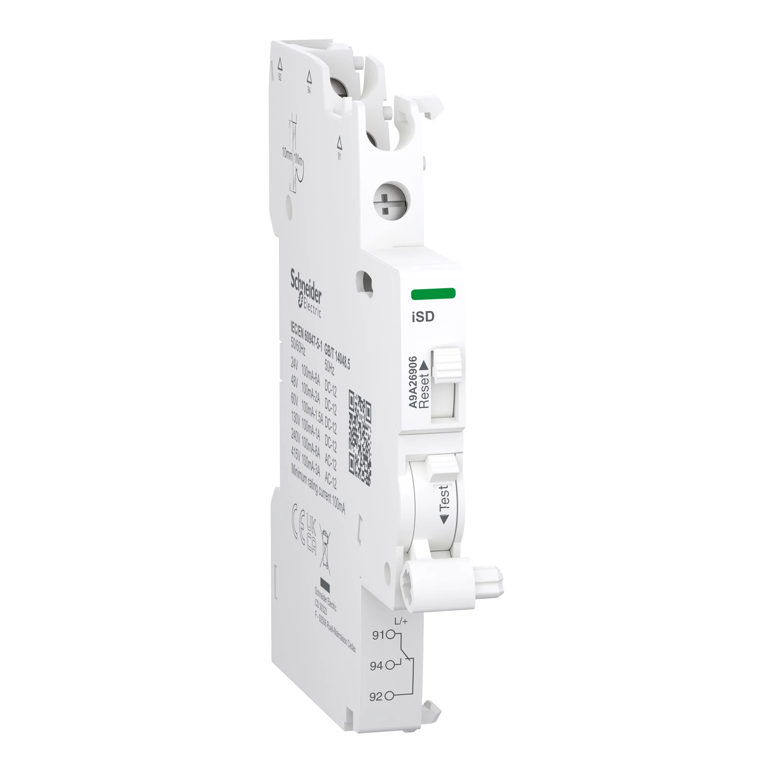 SCHNEIDER ELECTRIC ACTI9 iSD hibajelző érintkező, 0.1-6A, 24-415VAC, 24-130VDC, felső bekötés (A9A26906)