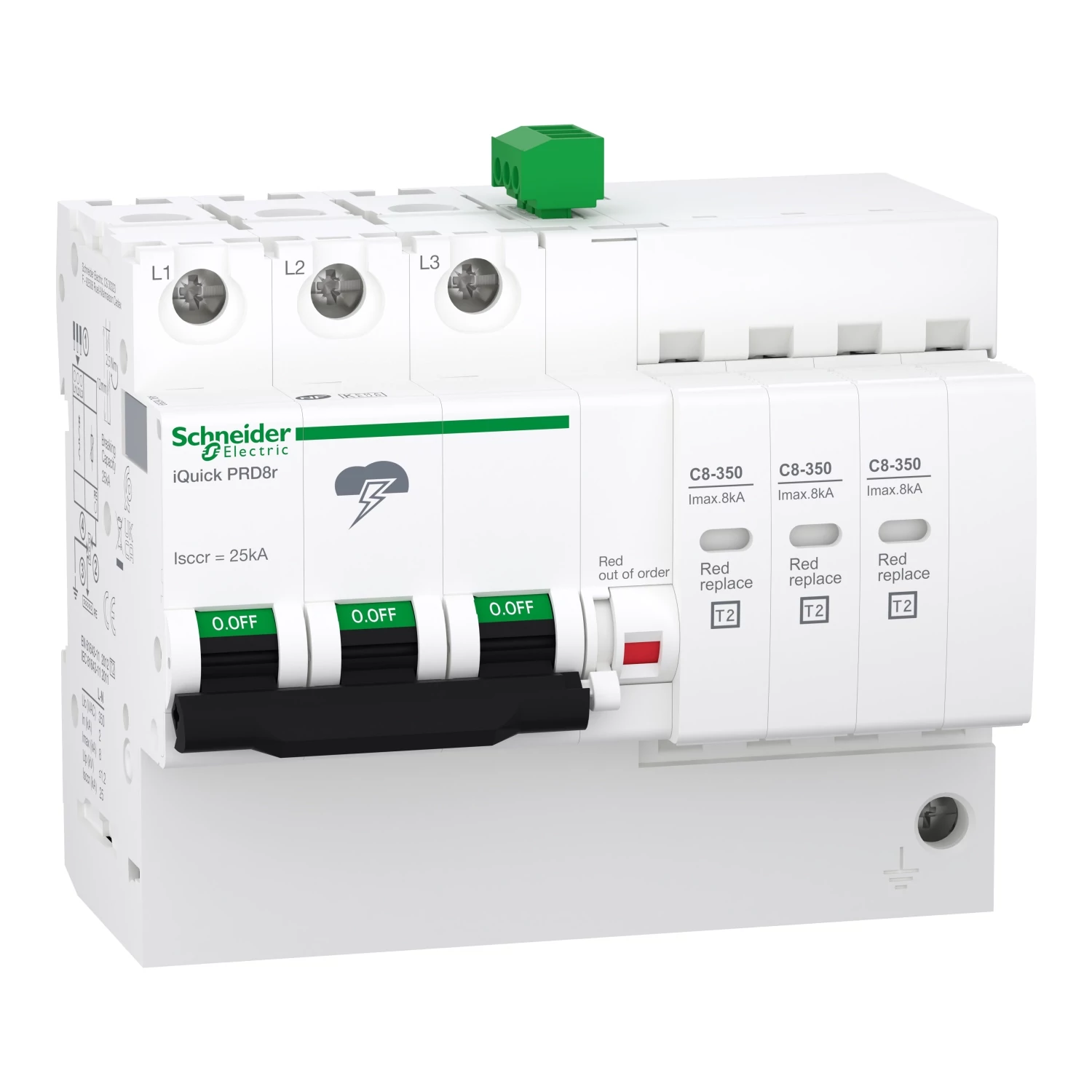 SCHNEIDER ELECTRIC ACTI9 iQuick PRD túlfeszültség-korlátozó, cs.bet. távjelzéssel, 8kA, 3P (A9L16299)