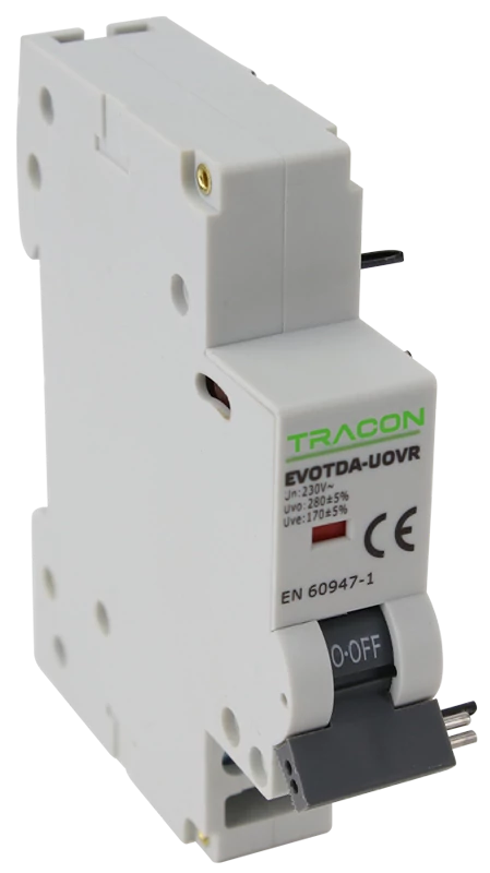 TRACON Feszültségcsökkenési-növekedési kioldó EVOTDA-hoz,Un:230VAC, 50Hz, Udown:170VAC, Uup:270VAC (EVOTDA-UOVR)