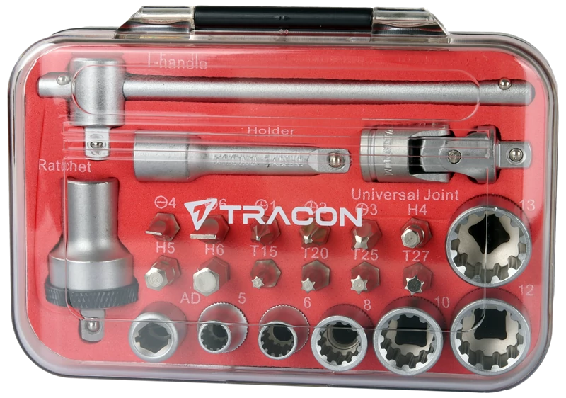 TRACON Univerzális racsnis T fejes bitkészlet,19 bit (RK23)